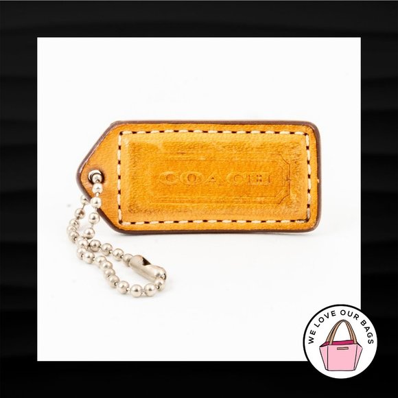 Coach Accessories - 2" Medium COACH TAN BROWN LEATHER KEY FOB BAG CHARM KEYCHAIN HANGTAG TAG